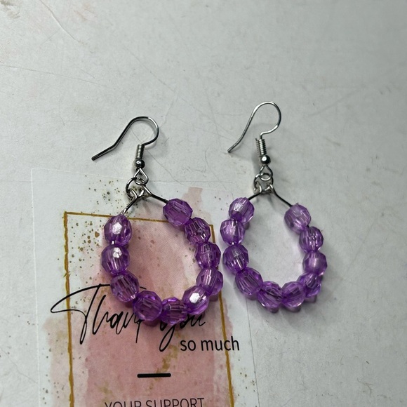 Purple Crystal Hoop Earrings - Picture 2 of 3